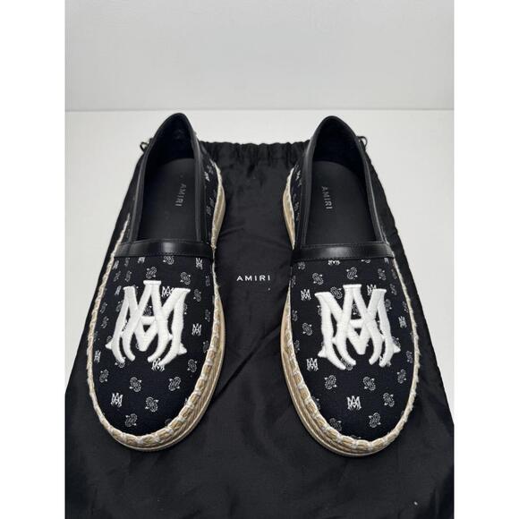 Amiri Monogram Canvas Espadrilles Black White Size 40 New